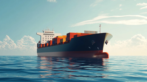 货轮集装箱前侧视角