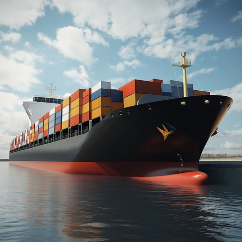 货船码头卸货场景