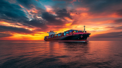 大船集装箱海洋日落