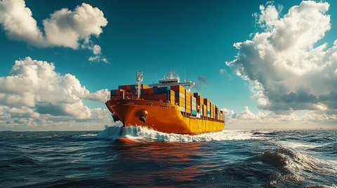 巨轮海上航行装载集装箱