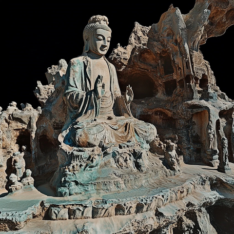 石窟内的佛像雕塑