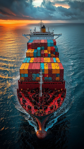 货轮甲板彩色集装箱航行