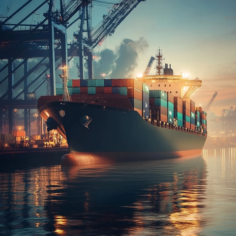 货运船集装箱码头场景