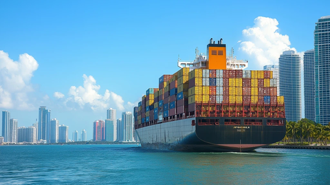 货船海岸行驶画面