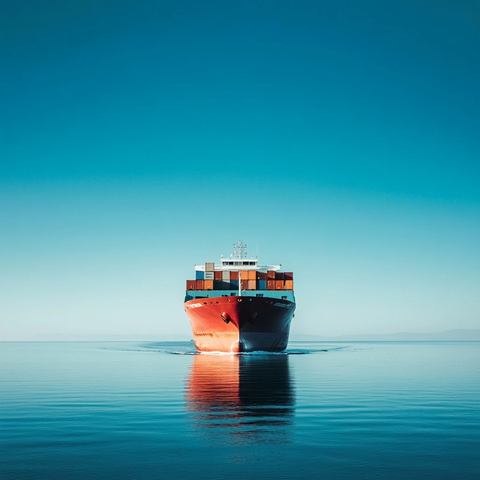 货船航行蓝色海域