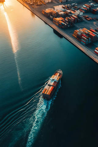 船只靠近港口航行