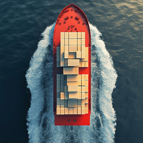 红色货船运输货物箱