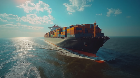 巨轮海上行驶载集装箱