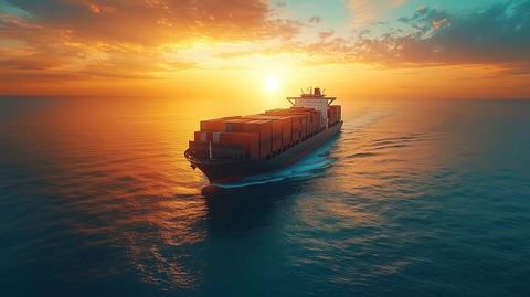 大型货轮装载集装箱