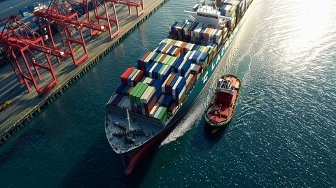 大型货船港口装卸集装箱