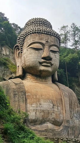 山林间的巨型佛像雕塑