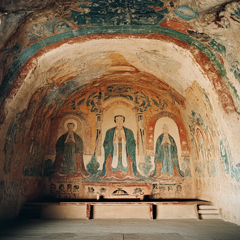 窟内佛像壁画呈现古代宗教艺术魅力