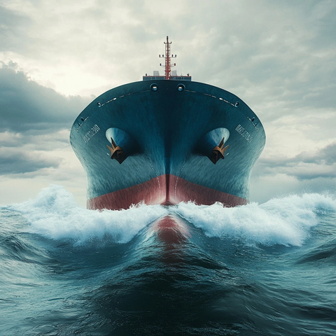 巨型货轮破浪前行