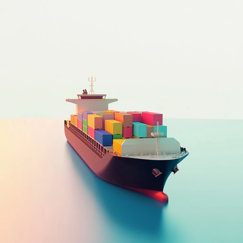 货轮与集装箱渲染