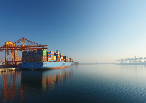 港口货轮装载集装箱