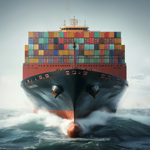 巨型集装箱船破浪前行