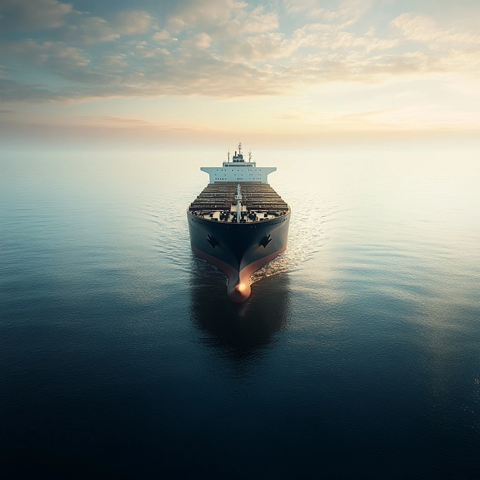 大型货船平静海面场景