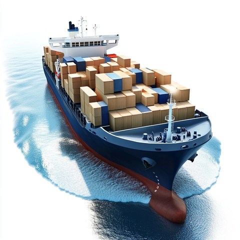 货船装载箱子空中视角