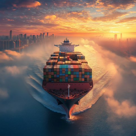 货轮远航沙漠城市背景