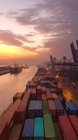 海上船只与港口集装箱