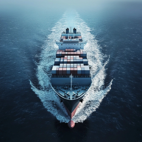 大型货轮航行深蓝海洋