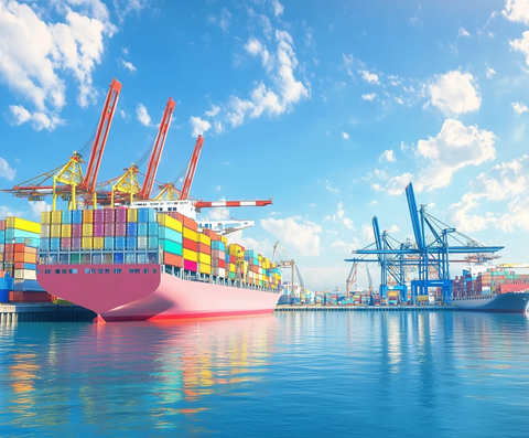 港口货轮装卸集装箱