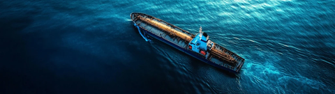 蓝色油轮浮于深海