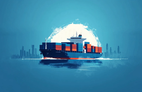 海运物流货船插画设计