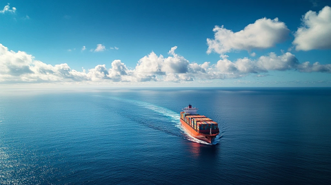大型货轮航行深蓝海洋