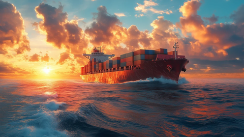 远洋货轮海上航行场景