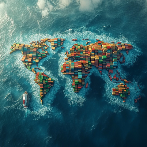 集装箱拼成世界地图