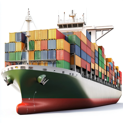 全彩货柜船侧视图