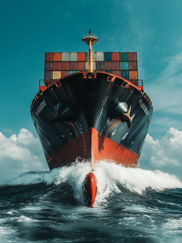 黑色红色船体集装箱船