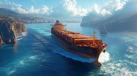 大型货船装载货物航行