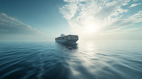 货轮海上阳光摄影