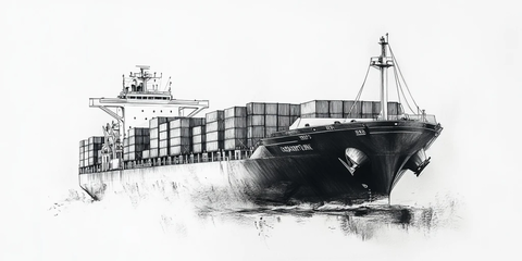 集装箱货船铅笔素描