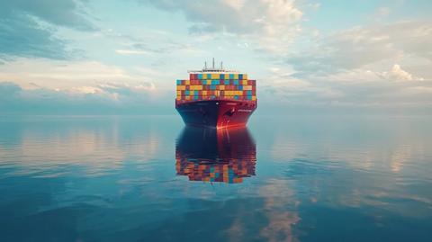 货轮航行平静海面