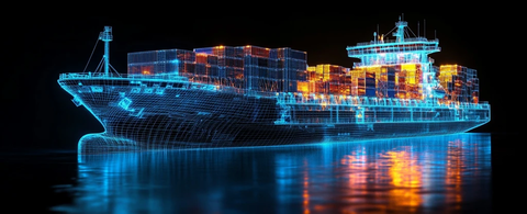 蓝色全息货柜船