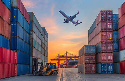 飞机货轮港口物流运输