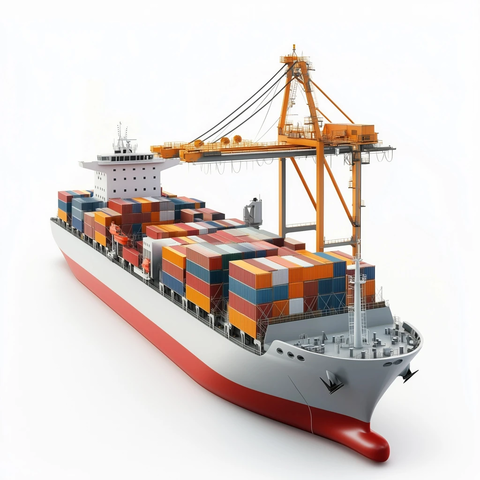 塔吊货轮满载集装箱