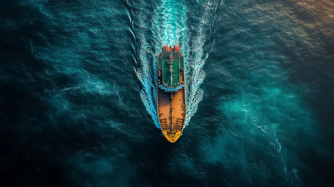 孤独航行巨轮蓝水