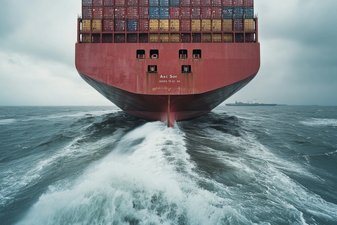 货轮船尾水面视角