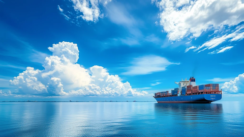 国际货运船只港口场景