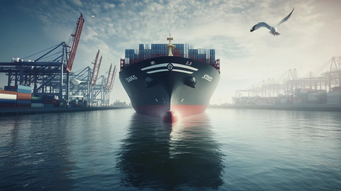 货轮装载标准化集装箱