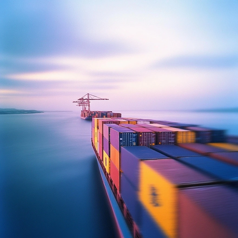 紫色黄色货柜海洋场景