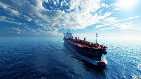 海上油轮航行蓝天