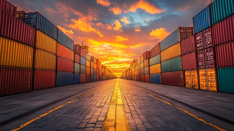 集装箱排列整齐壮观场景