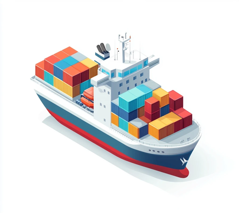 货轮集装箱扁平插画
