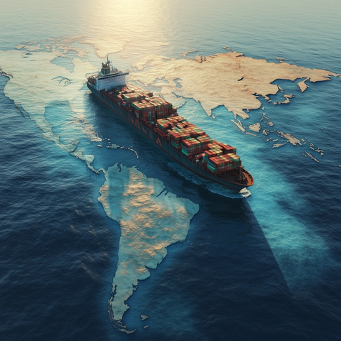 海洋阴影与货船