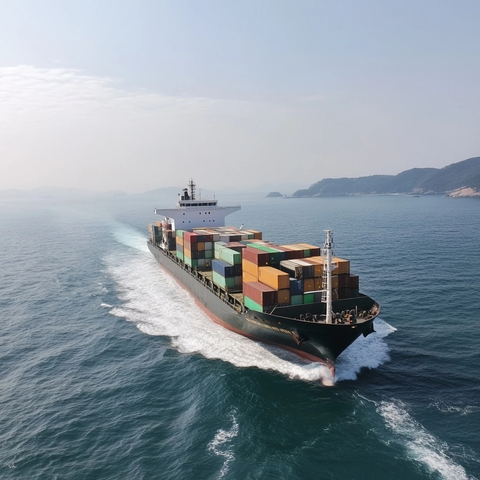 货轮全速运输货物